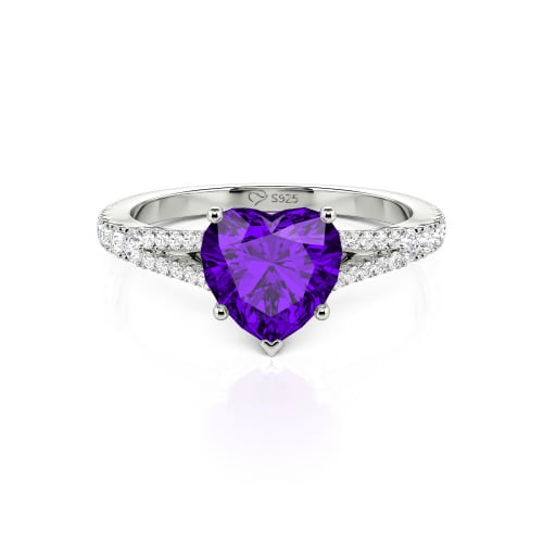 Jeulia Custom Heart Engagement Ring Sterling Silver