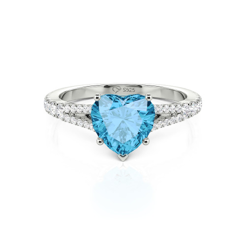 Jeulia Custom Heart Engagement Ring Sterling Silver