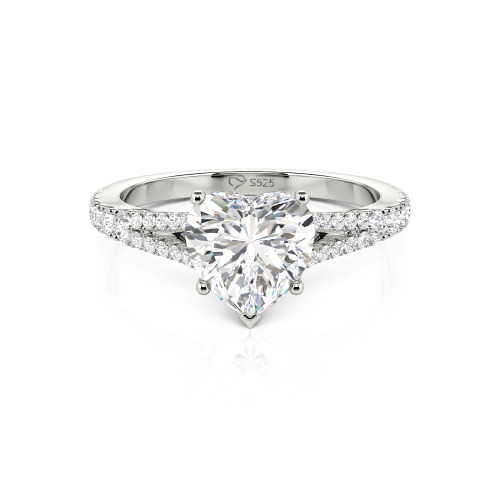 Jeulia Custom Heart Engagement Ring Sterling Silver