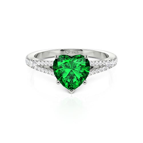 Jeulia Custom Heart Engagement Ring Sterling Silver