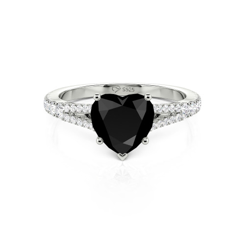 Jeulia Custom Heart Engagement Ring Sterling Silver