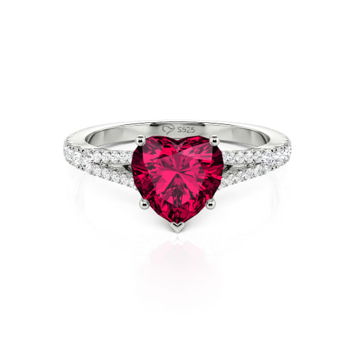 Jeulia Custom Heart Engagement Ring Sterling Silver