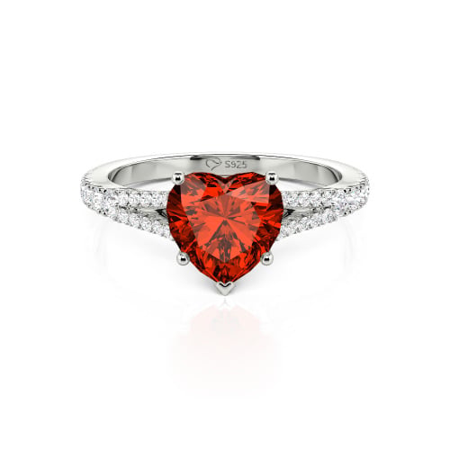 Jeulia Custom Heart Engagement Ring Sterling Silver