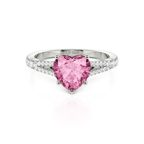 Jeulia Custom Heart Engagement Ring Sterling Silver