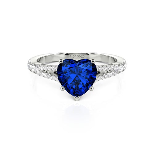Jeulia Custom Heart Engagement Ring Sterling Silver