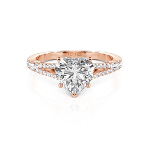 Jeulia Custom Heart Engagement Ring Sterling Silver
