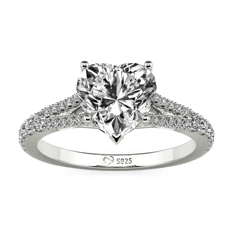 Jeulia Custom Heart Engagement Ring Sterling Silver