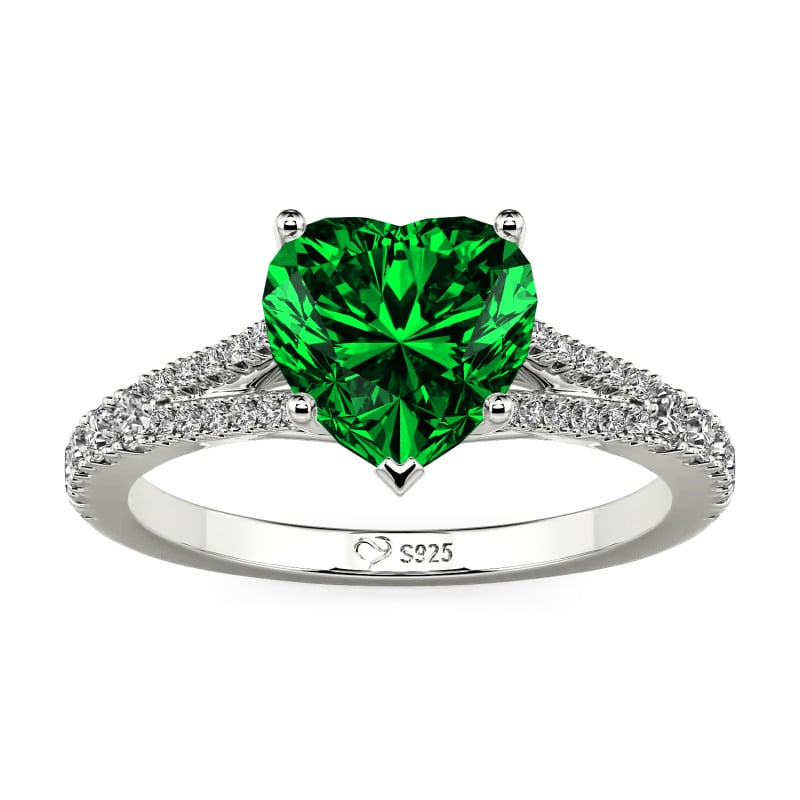 Jeulia Custom Heart Engagement Ring Sterling Silver