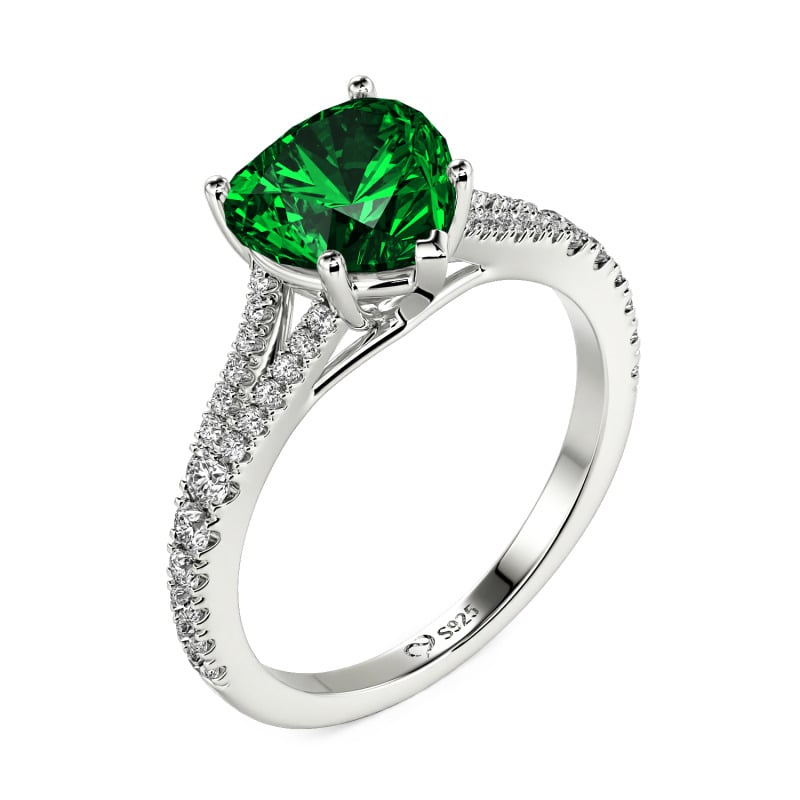 Jeulia Custom Heart Engagement Ring Sterling Silver