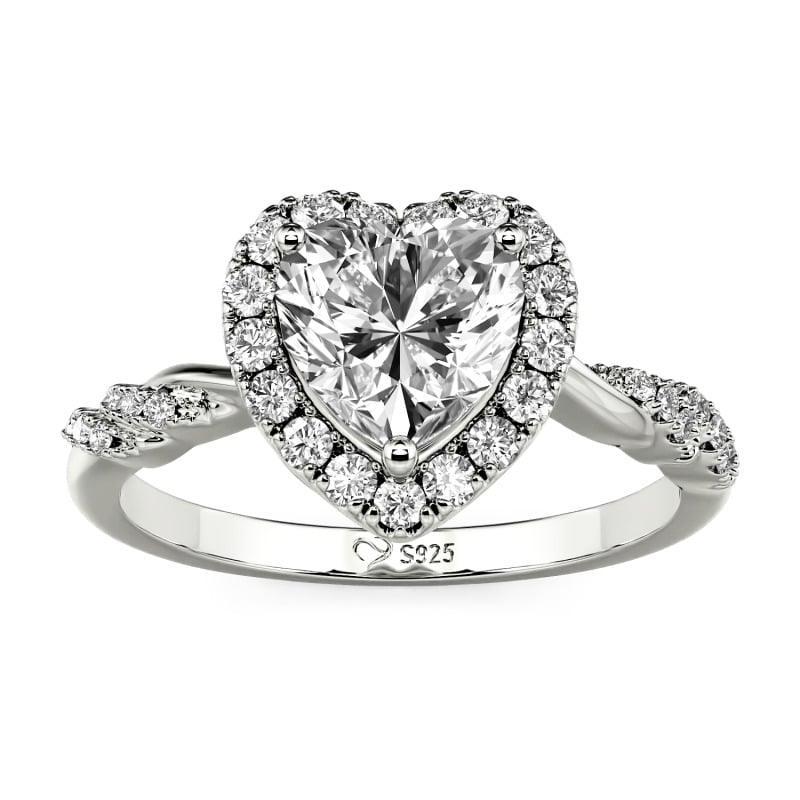 Jeulia Halo Custom Heart Engagement Ring with Intertwined Knot