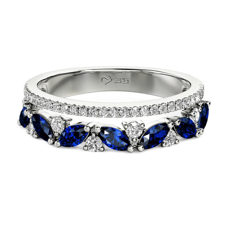 Jeulia Argolla de Eternidad Doble Hilera para Boda de Mujer Personalizada