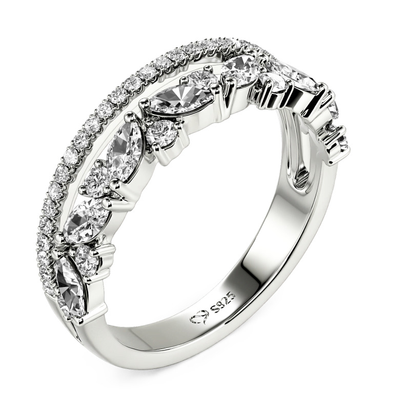 Jeulia Double-Row Custom Women Wedding Eternity Band