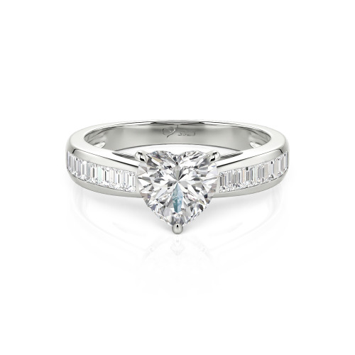 Jeulia Custom Heart Engagement Ring with Emerald Cut Band