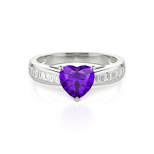 Jeulia Custom Heart Engagement Ring with Emerald Cut Band