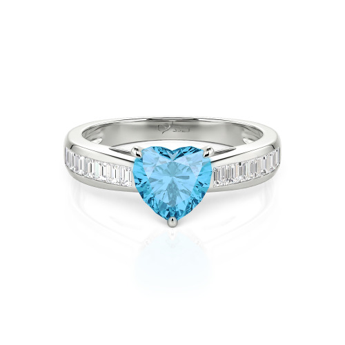 Jeulia Custom Heart Engagement Ring with Emerald Cut Band