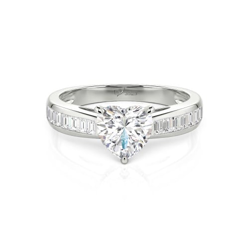 Jeulia Custom Heart Engagement Ring with Emerald Cut Band