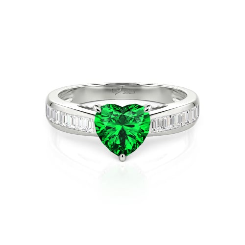 Jeulia Custom Heart Engagement Ring with Emerald Cut Band