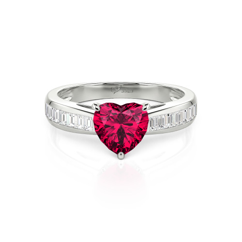 Jeulia Custom Heart Engagement Ring with Emerald Cut Band