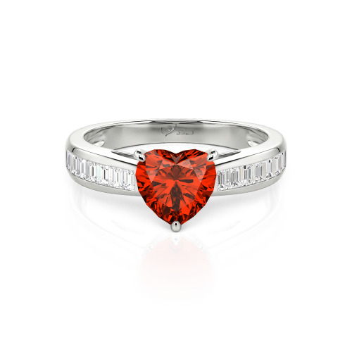 Jeulia Custom Heart Engagement Ring with Emerald Cut Band