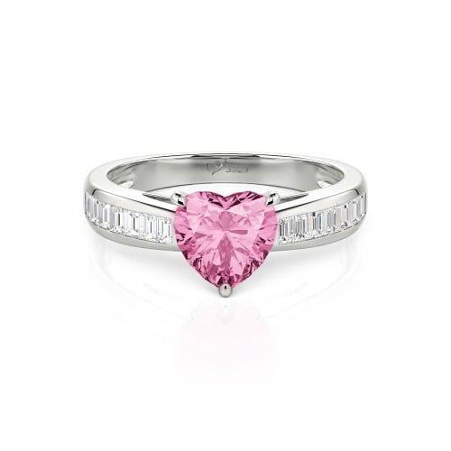 Jeulia Custom Heart Engagement Ring with Emerald Cut Band