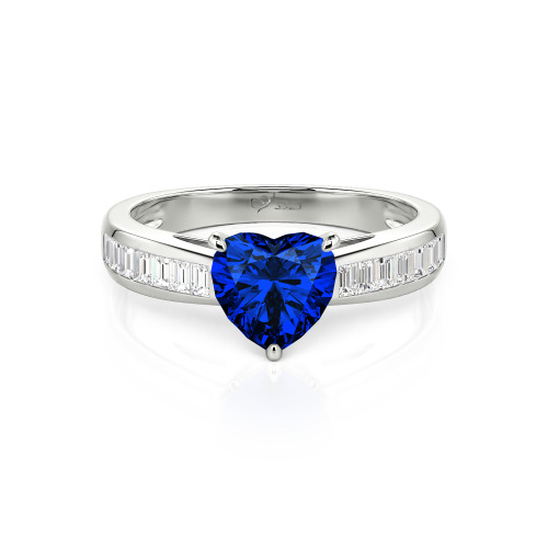 Jeulia Custom Heart Engagement Ring with Emerald Cut Band