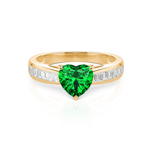 Jeulia Custom Heart Engagement Ring with Emerald Cut Band