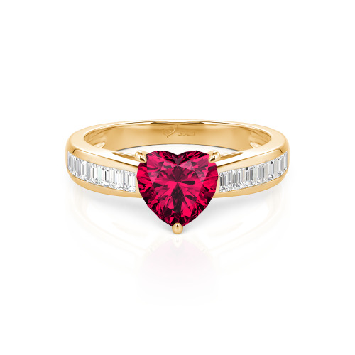 Jeulia Custom Heart Engagement Ring with Emerald Cut Band