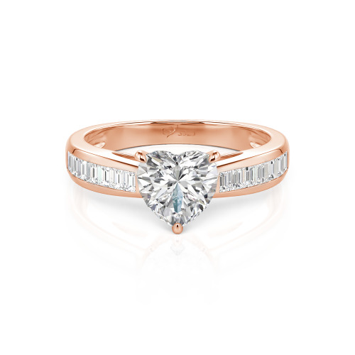 Jeulia Custom Heart Engagement Ring with Emerald Cut Band