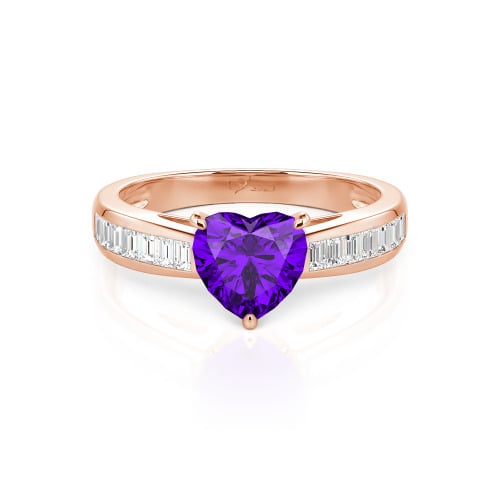 Jeulia Custom Heart Engagement Ring with Emerald Cut Band