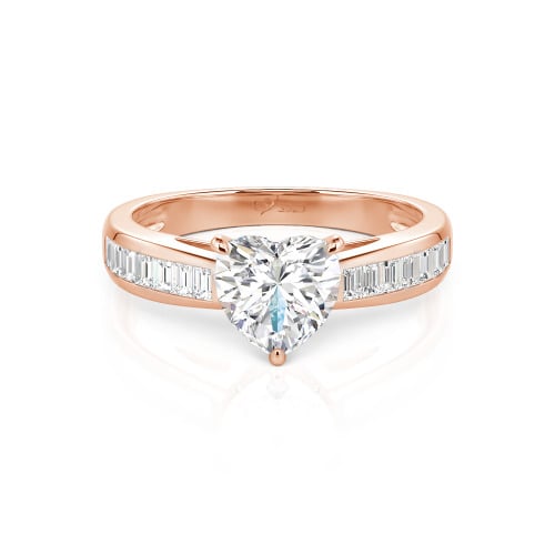 Jeulia Custom Heart Engagement Ring with Emerald Cut Band
