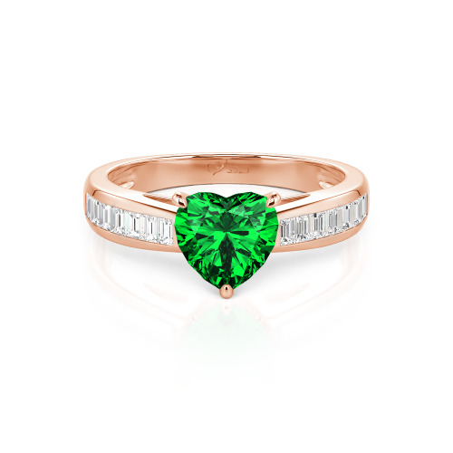 Jeulia Custom Heart Engagement Ring with Emerald Cut Band