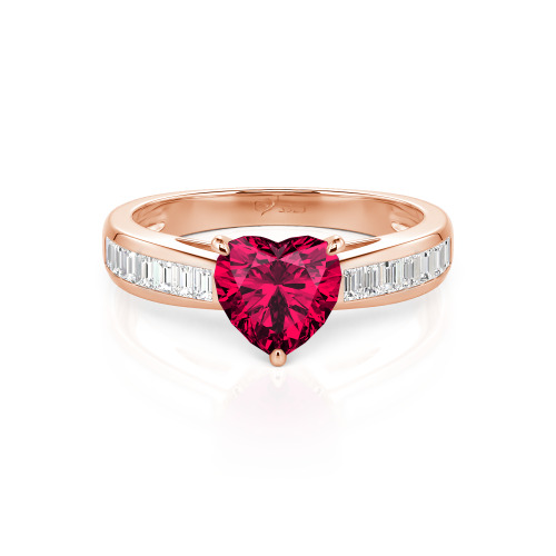 Jeulia Custom Heart Engagement Ring with Emerald Cut Band