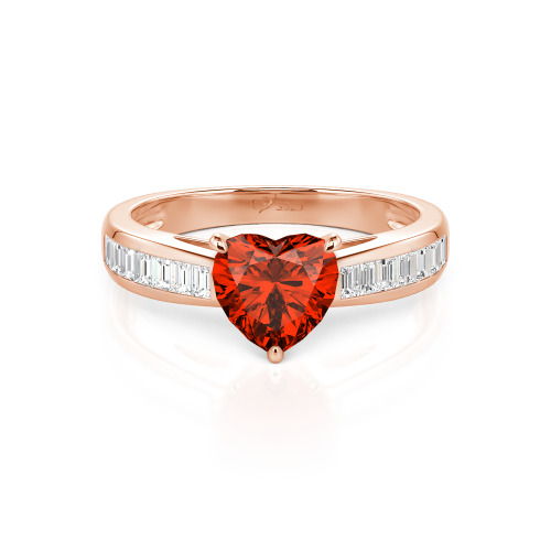 Jeulia Custom Heart Engagement Ring with Emerald Cut Band