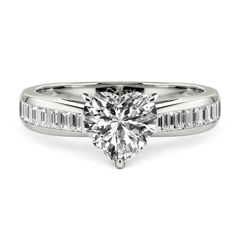 Jeulia Custom Heart Engagement Ring with Emerald Cut Band