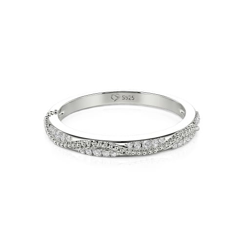Jeulia Vintage Wave Milgrain Eternity Band Sterling Silver