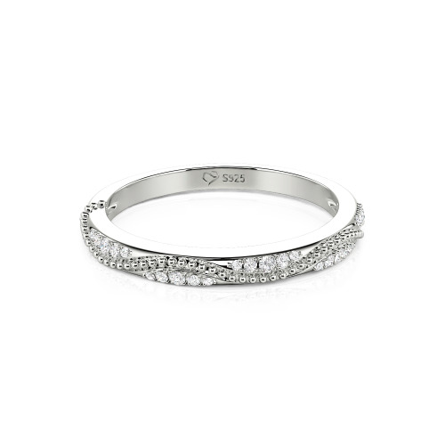 Jeulia Vintage Wave Milgrain Eternity Band Sterling Silver