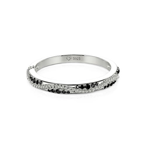 Jeulia Vintage Wave Milgrain Eternity Band Sterling Silver