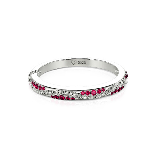Jeulia Vintage Wave Milgrain Eternity Band Sterling Silver