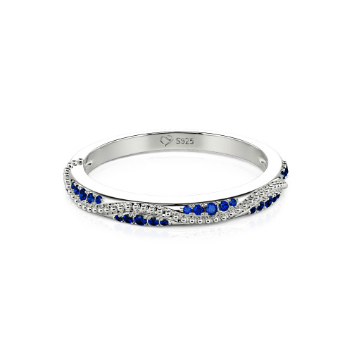 Jeulia Vintage Wave Milgrain Eternity Band Sterling Silver