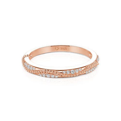 Jeulia Vintage Wave Milgrain Eternity Band Sterling Silver