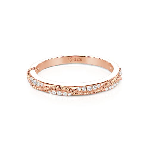 Jeulia Vintage Wave Milgrain Eternity Band Sterling Silver