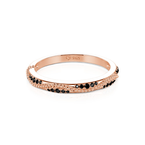 Jeulia Vintage Wave Milgrain Eternity Band Sterling Silver