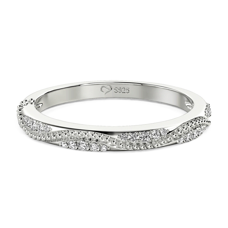 Jeulia Argolla de Eternidad Vintage con Diseño de Ola y Milgrain de Plata de Ley