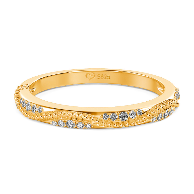 Jeulia Vintage Wave Milgrain Eternity Band Sterling Silver