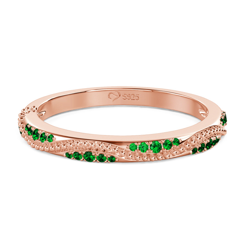 Jeulia Argolla de Eternidad Vintage con Diseño de Ola y Milgrain de Plata de Ley