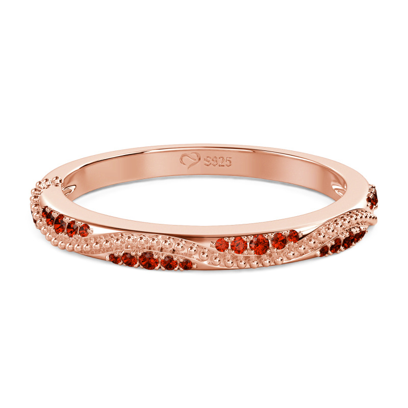 Jeulia Vintage Wave Milgrain Eternity Band Sterling Silver