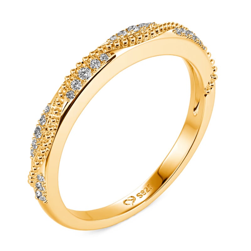 Jeulia Vintage Wave Milgrain Eternity Band Sterling Silver