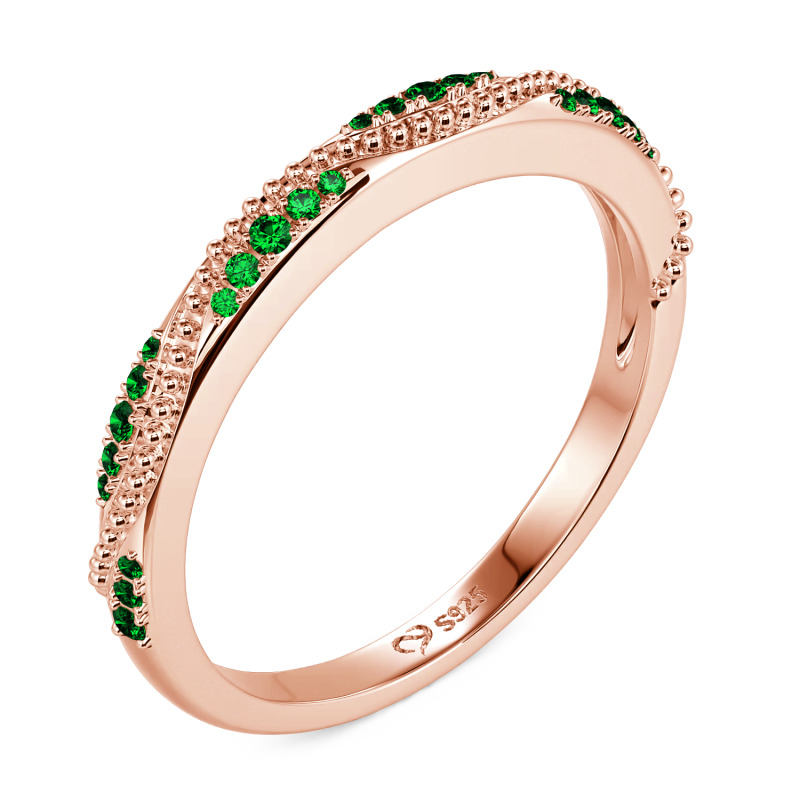 Jeulia Argolla de Eternidad Vintage con Diseño de Ola y Milgrain de Plata de Ley