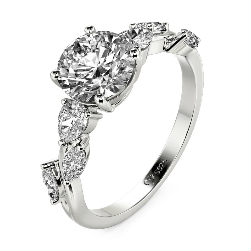 Jeulia Tangled Rattan and Leaves Engagement Ring Four Prong