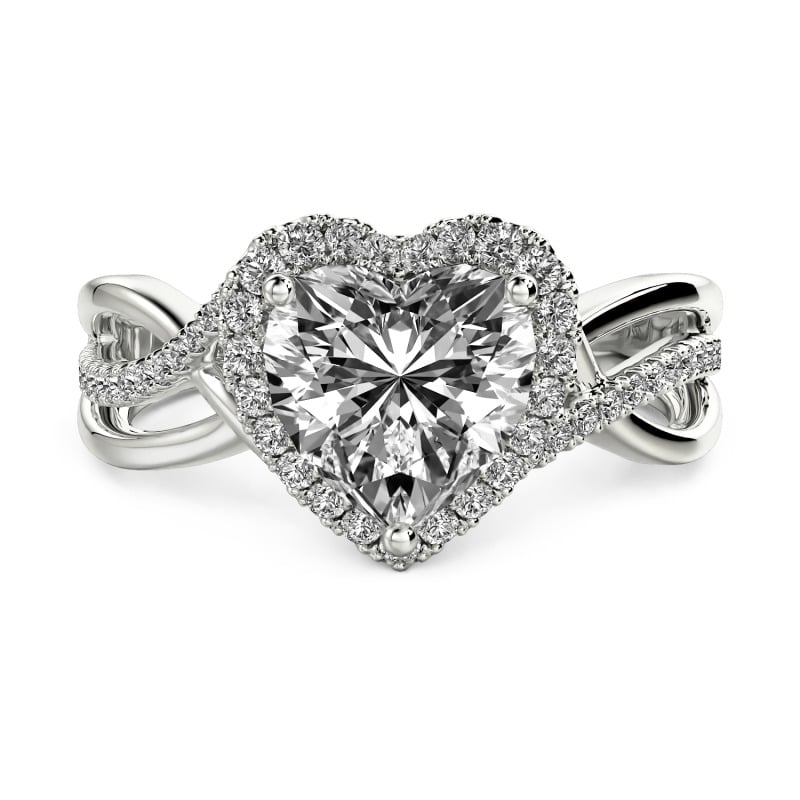Jeulia Custom Halo Heart Engagement Ring with Three Twist Band